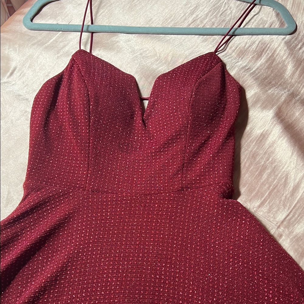 City Studio Strapless Burgundy Dress